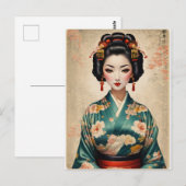 Vintages japanisches Geisha-Portrait Postkarte (Vorne/Hinten)