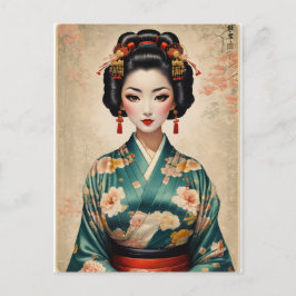 Vintages japanisches Geisha-Portrait Postkarte