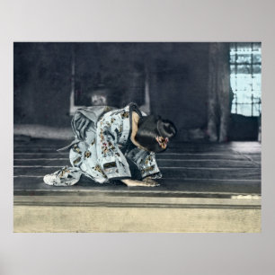 Vintages japanisches Girl Bowing Dogeza Poster