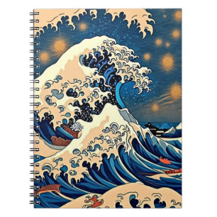Vintages japanisches Great Wave Pattern Notebook Notizblock