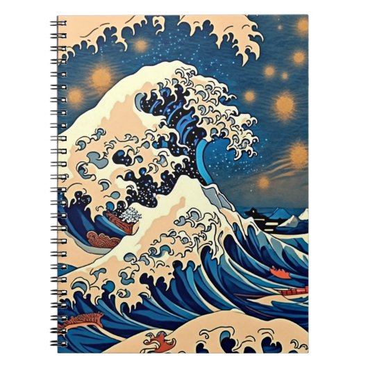 Vintages japanisches Great Wave Pattern Notebook Notizblock (Vorderseite)