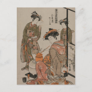 Vintages japanisches Holzhaus Kunstdruckerei Tee Postkarte