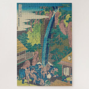 Vintages japanisches Holzhaus Roben Wasserfall Oya Puzzle