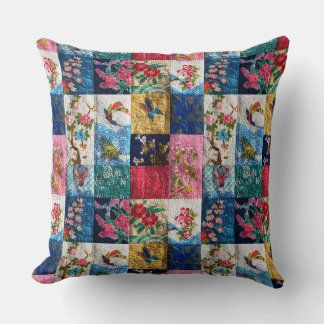 Vintages japanisches Kimono besticktes Patchwork Kissen