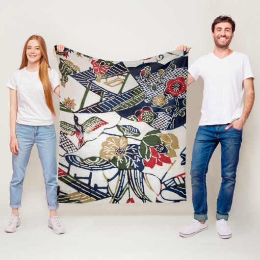 Vintages japanisches Kimono-Gewebe (Bingata) Fleecedecke (Beispiel)