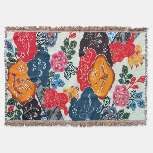 Vintages japanisches Kimono Textile (Bingata) Decke (Vorderseite)