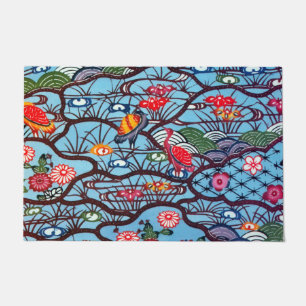 Vintages japanisches Kimono Textile (Bingata) Fußmatte