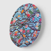 Vintages japanisches Kimono Textile (Bingata) Große Wanduhr (Winkel)