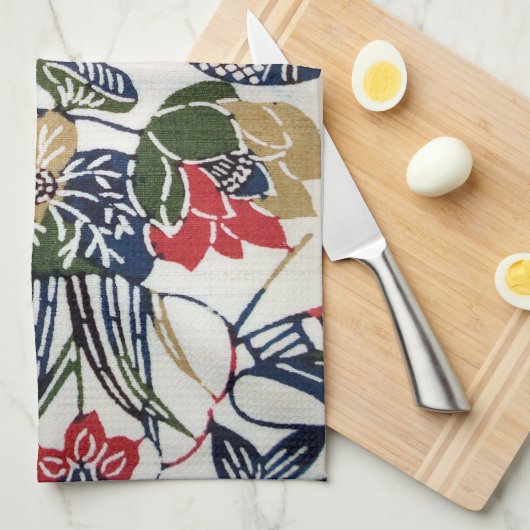 Vintages japanisches Kimono Textile (Bingata) Handtuch (Viertel Falte)