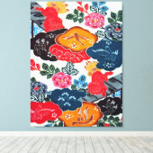 Vintages japanisches Kimono Textile (Bingata) Leinwanddruck (Insitu (Holzboden))