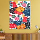 Vintages japanisches Kimono Textile (Bingata) Leinwanddruck (Insitu (Wohnzimmer))