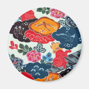 Vintages japanisches Kimono Textile (Bingata) Magnet