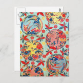 Vintages japanisches Kimono Textile (Bingata) Postkarte (Vorne/Hinten)