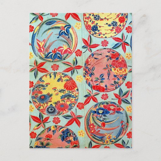 Vintages japanisches Kimono Textile (Bingata) Postkarte (Vorderseite)