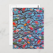 Vintages japanisches Kimono Textile (Bingata) Postkarte (Vorne/Hinten)