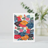 Vintages japanisches Kimono Textile (Bingata) Postkarte (Stehend Vorderseite)