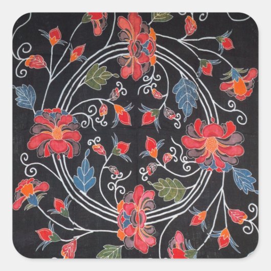 Vintages japanisches Kimono Textile (Bingata) Quadratischer Aufkleber (Vorderseite)