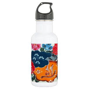 Vintages japanisches Kimono Textile (Bingata) Trinkflasche