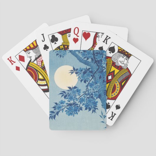 Vintages japanisches Kirschblossom und Mond Spielkarten (Rückseite)