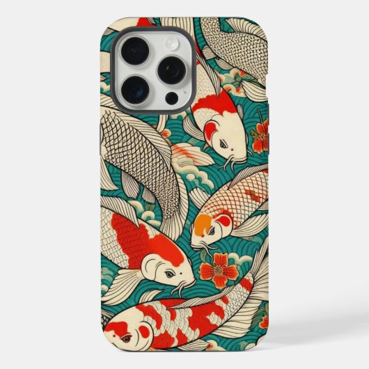 Vintages japanisches Koi-Fish-Mustergemälde iPhone Hülle (Rückseite)
