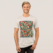 Vintages japanisches Koi-Fish-Mustergemälde Tri-Blend Shirt (Vorderseite voll)