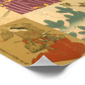 Vintages japanisches Kunstkollagenmuster Poster (Ecke)