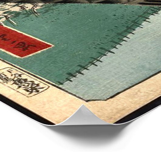 Vintages japanisches Kunstpapier Fisch rot Poster (Ecke)