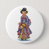 Vintages japanisches Mädchen in Kimono Button (Vorderseite)