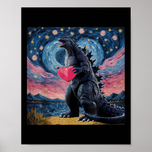 Vintages japanisches Monster Kaiju Valentines Hear Poster