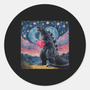 Vintages japanisches Monster Kaiju Valentines Hear Runder Aufkleber