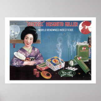 Vintages japanisches Moskito Killer Insektizid Adv Poster