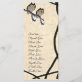 Vintages japanisches Owls-Hochzeitsprogramm Programm (Rückseite)