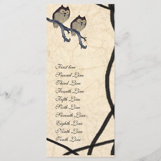 Vintages japanisches Owls-Hochzeitsprogramm Programm (Rückseite)