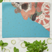 Vintages japanisches Portrait - Krieger mit Schwer Geschirrtuch (Gefaltet)