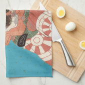 Vintages japanisches Portrait - Krieger mit Schwer Geschirrtuch (Viertel Falte)