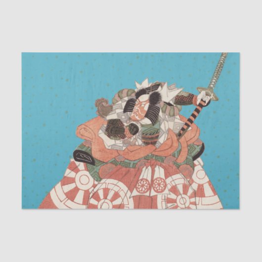 Vintages japanisches Portrait - Krieger mit Schwer Seidenpapier (Vorderseite)