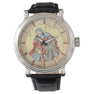 Vintages japanisches Samurai-Sketch Tattoo Hokusai Armbanduhr