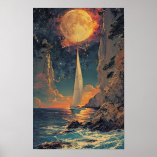 Vintages japanisches Segelbootposter Poster
