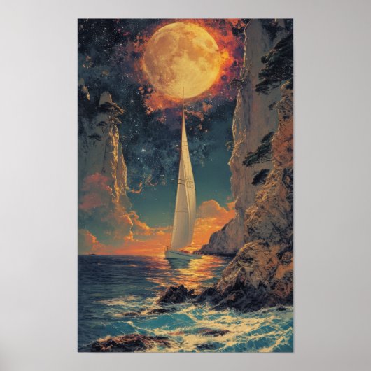 Vintages japanisches Segelbootposter Poster (Vorne)