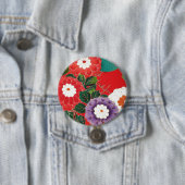 Vintages japanisches Textil - Red Dahlias Button (Beispiel)
