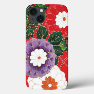 Vintages japanisches Textil - Red Dahlias Case-Mate iPhone Hülle