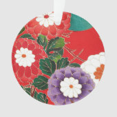 Vintages japanisches Textil - Red Dahlias Ornament (Vorderseite)