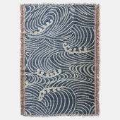 Vintages japanisches Textil, Wellenmuster Decke (Vorderseite Vertikal)