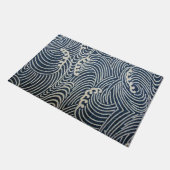 Vintages japanisches Textil, Wellenmuster Fußmatte (Schrägansicht)