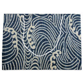 Vintages japanisches Textil, Wellenmuster Große Geschenktüte (Vorderseite)