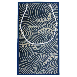 Vintages japanisches Textil, Wellenmuster Kleine Geschenktüte