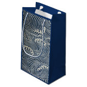 Vintages japanisches Textil, Wellenmuster Kleine Geschenktüte (Rückseite Schrägansicht)