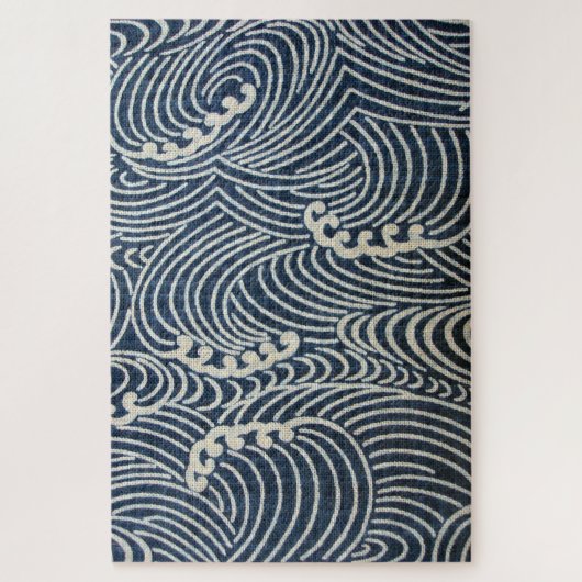 Vintages japanisches Textil, Wellenmuster Puzzle (Vertikal)