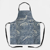 Vintages japanisches Textil, Wellenmuster Schürze (Vorderseite)