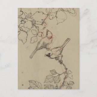 Vintages japanisches Vogelbild Postkarte